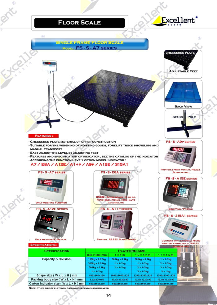 FS-S-A12+E - 800X800MM - 150KG/300KG/500KG/1000KG - Image 2