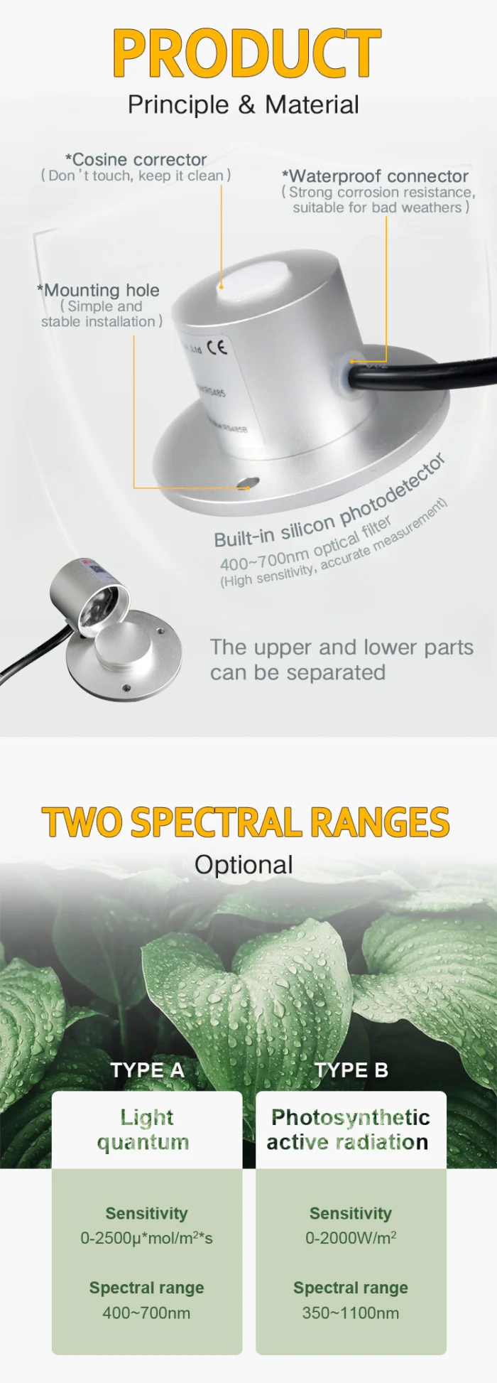 Sensor Radiasi RK200-02 Quantum PAR Sensor , Photosynthetic Active Radiation Sensor - Image 9