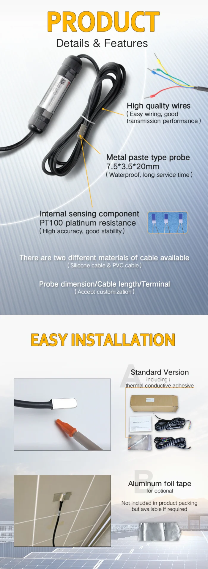 Sensor Radiasi RK220-01 Paste Type Temperature Sensor for Solar PV Module - Image 7