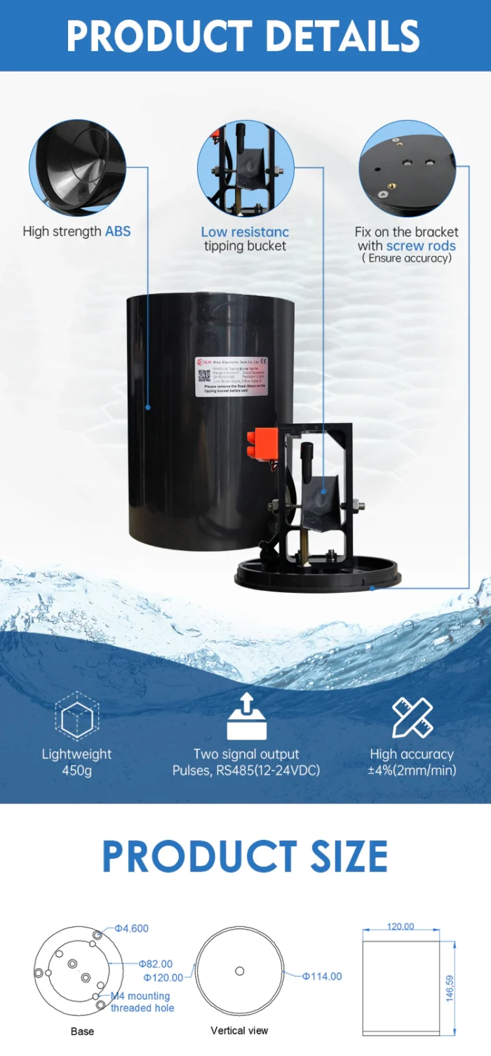 Sensor Curah Hujan RK400-09 Miniature Tipping Bucket Rainfall Sensor - Image 9