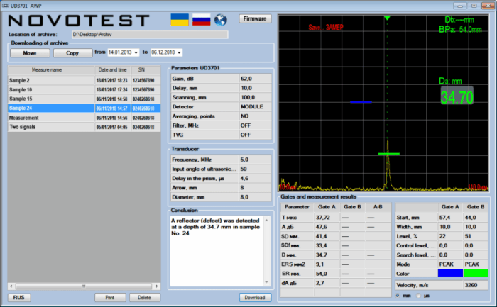 Alat Uji Ketebalan Material Ultrasonic Flaw Detector NOVOTEST UD3701 - Image 8